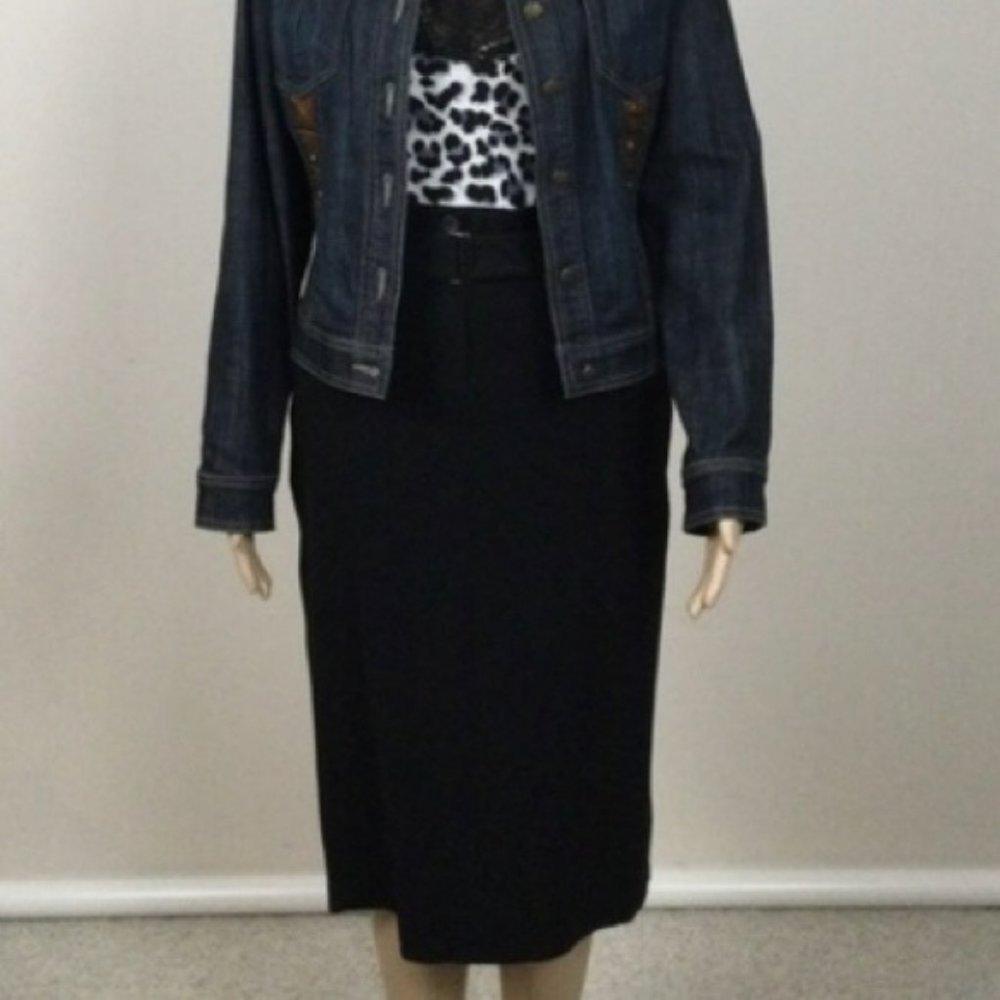 👛 (ANY 2/$50) ANNETTE GORTZ Black Partially Lined  Pencil Skirt - Picture 8 of 11